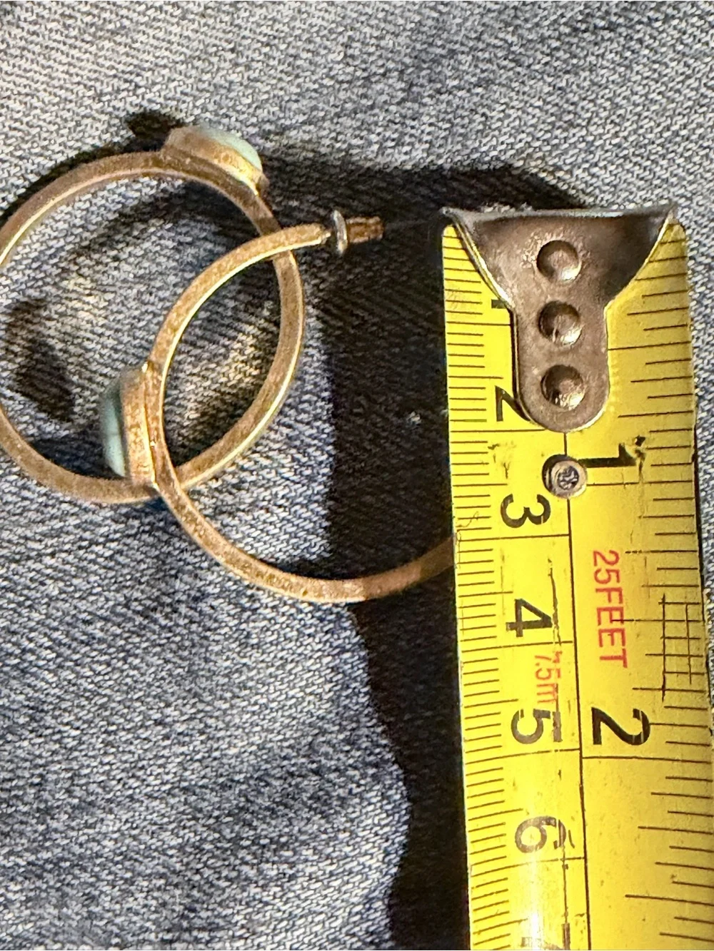 Gold-Tone Hoop Earrings with Mint Green Stone